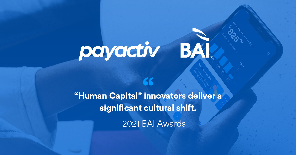 Payactiv Is a Finalist for the 2021 BAI Global Innovation Award