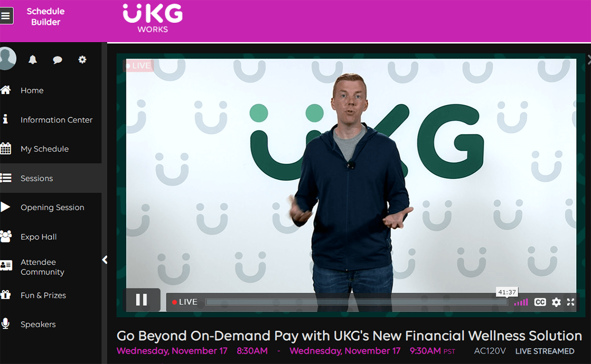 Payactiv Vice President Mike Johnson demoing the UKG Wallet live from Vegas