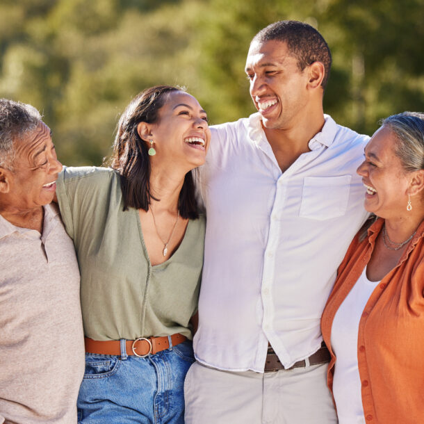 A couple of young professionals and their parents.