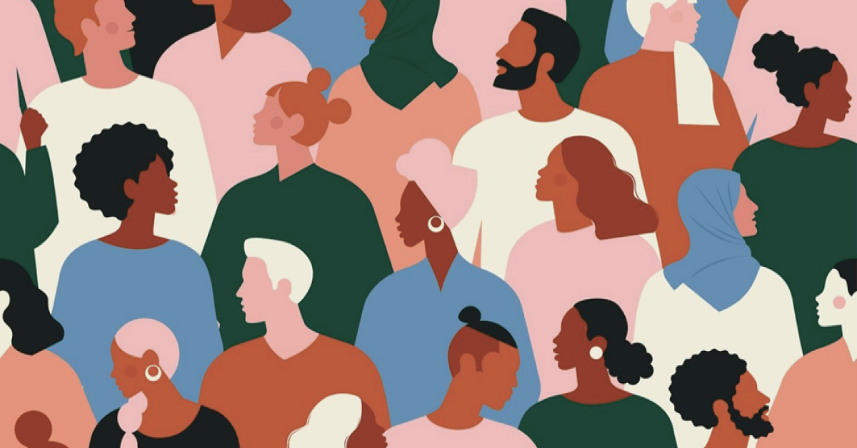 abstract illustration of a diverse crowd