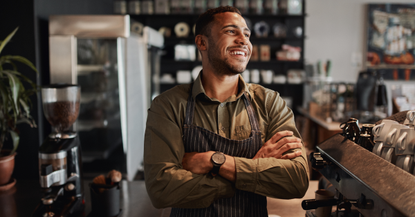Happy restaurant worker