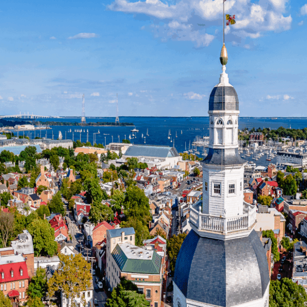 Downtown Annapolis, With State House and city