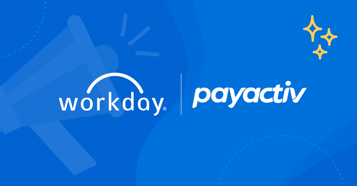 Workday and Payactiv Logo against blue backdrop