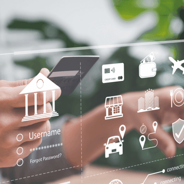 Online banking and payments, Smart travel plan on internet, Online transactions, Young women use laptop travel planning, Travel, booking hotel, car rent, shopping, Credit card money management